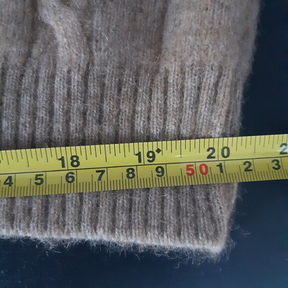 Native World SZ M Possum & Merino Wool Men's Cable Knit Tan Crewneck Sweater - Picture 12 of 14